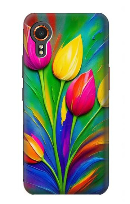 W3926 Peinture à l'huile de tulipe colorée Etui Coque Housse et Flip Housse Cuir pour Samsung Galaxy Xcover7
