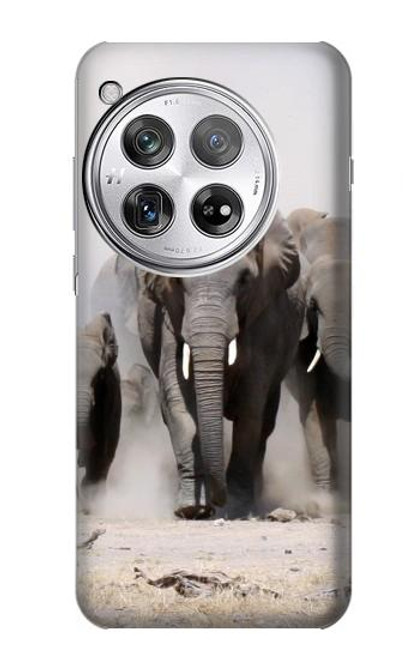 W3142 éléphant d'Afrique Etui Coque Housse et Flip Housse Cuir pour OnePlus 12