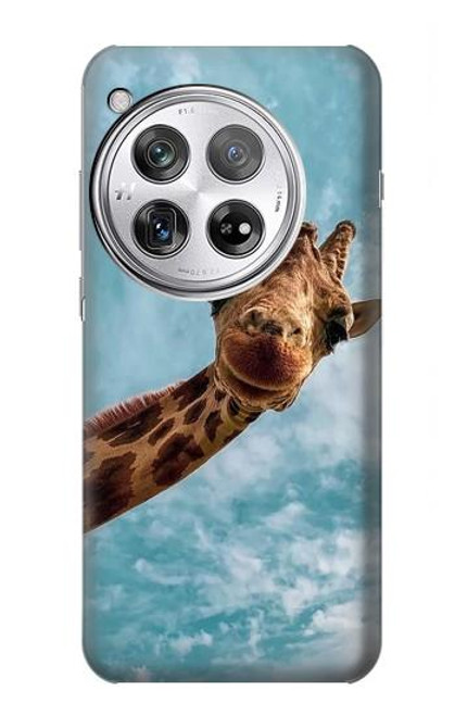 W3680 Girafe de sourire mignon Etui Coque Housse et Flip Housse Cuir pour OnePlus 12