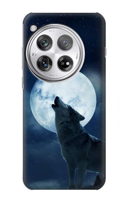 W3693 Pleine lune du loup blanc sinistre Etui Coque Housse et Flip Housse Cuir pour OnePlus 12