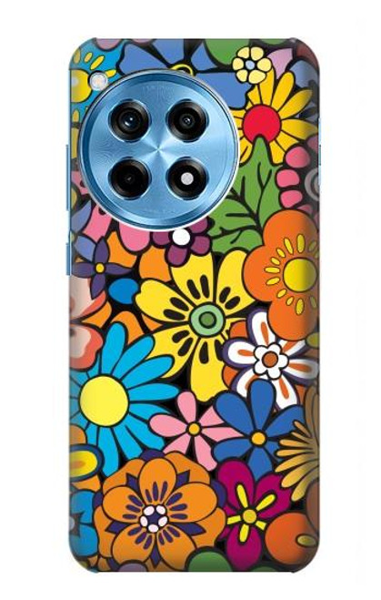 W3281 Motif coloré Hippie Fleurs Etui Coque Housse et Flip Housse Cuir pour OnePlus 12R