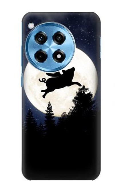 W3289 Cochon Volant Pleine Lune Nuit Etui Coque Housse et Flip Housse Cuir pour OnePlus 12R