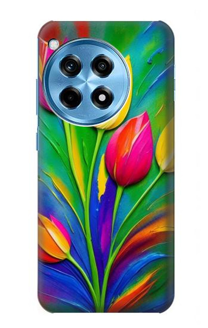 W3926 Peinture à l'huile de tulipe colorée Etui Coque Housse et Flip Housse Cuir pour OnePlus 12R