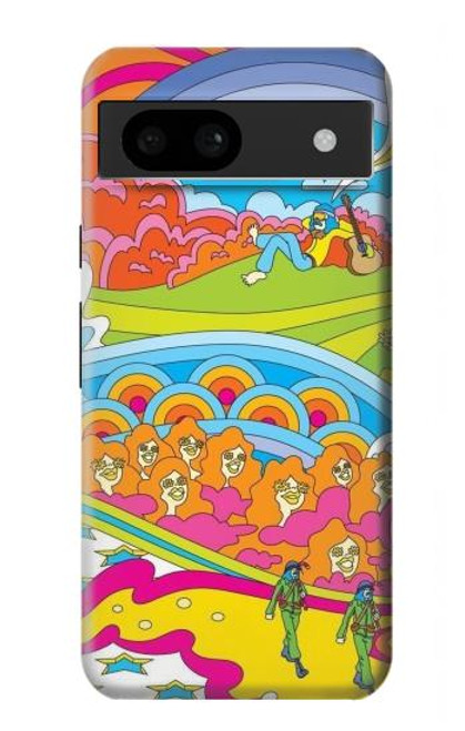 W3407 hippie Art Etui Coque Housse et Flip Housse Cuir pour Google Pixel 8a