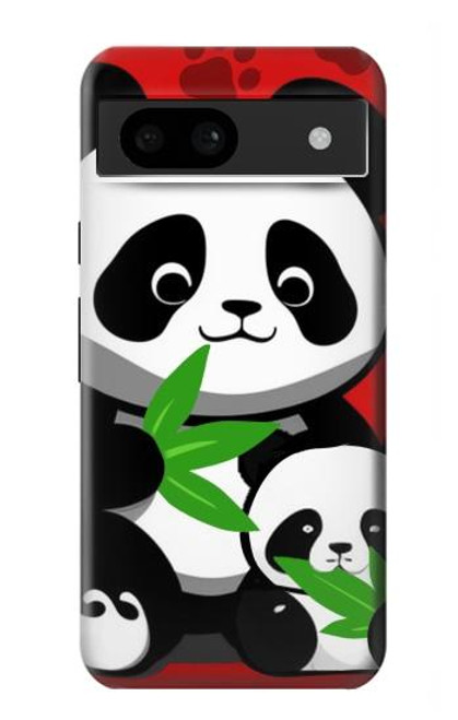 W3929 Panda mignon mangeant du bambou Etui Coque Housse et Flip Housse Cuir pour Google Pixel 8a