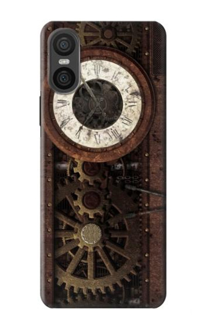 W3221 Gears steampunk Horloge Etui Coque Housse et Flip Housse Cuir pour Sony Xperia 10 VI