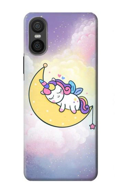 W3485 Mignon sommeil Licorne Etui Coque Housse et Flip Housse Cuir pour Sony Xperia 10 VI