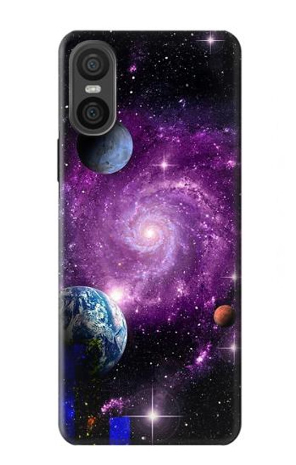 W3689 Planète spatiale Galaxy Etui Coque Housse et Flip Housse Cuir pour Sony Xperia 10 VI