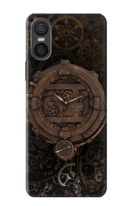 W3902 Horloge Steampunk Etui Coque Housse et Flip Housse Cuir pour Sony Xperia 10 VI