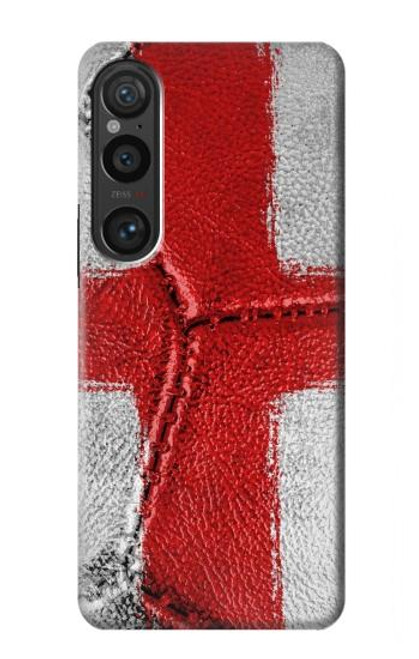 W3316 Angleterre Drapeau graphique Football Millésime Etui Coque Housse et Flip Housse Cuir pour Sony Xperia 1 VI