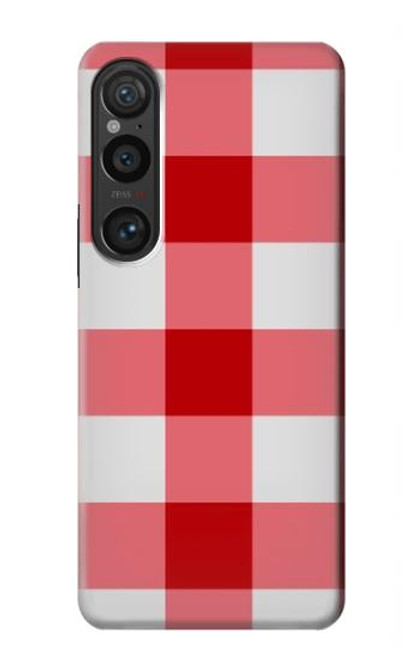 W3535 Rouge vichy Etui Coque Housse et Flip Housse Cuir pour Sony Xperia 1 VI