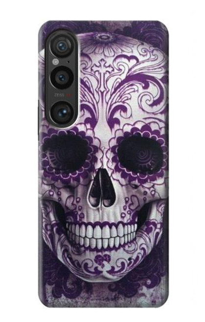 W3582 Crâne pourpre sucre Etui Coque Housse et Flip Housse Cuir pour Sony Xperia 1 VI