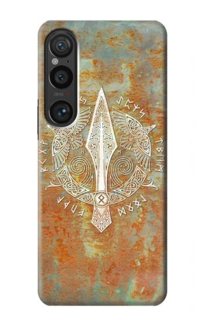 W3827 Lance Gungnir d'Odin Norse Viking Symbol Etui Coque Housse et Flip Housse Cuir pour Sony Xperia 1 VI