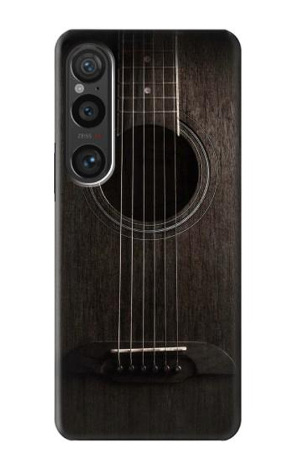 W3834 Guitare noire Old Woods Etui Coque Housse et Flip Housse Cuir pour Sony Xperia 1 VI