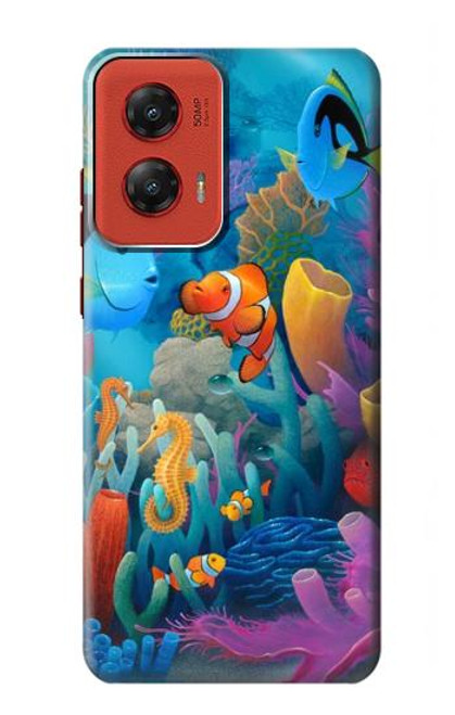 W3227 Monde sous-marin Dessin animé Etui Coque Housse et Flip Housse Cuir pour Motorola Moto G Stylus 5G (2024)