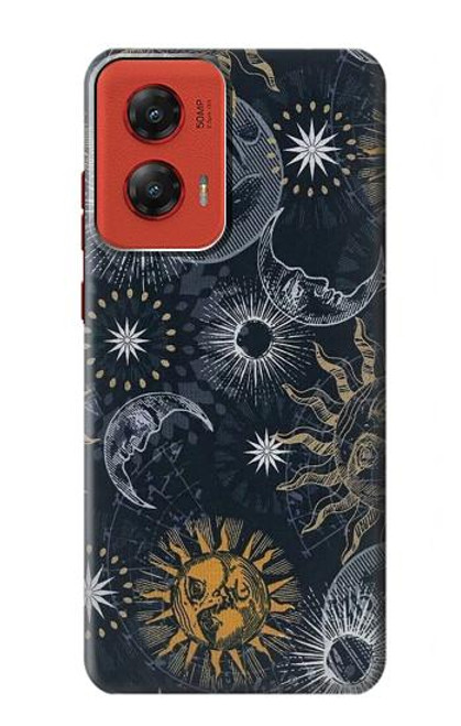 W3702 Lune et soleil Etui Coque Housse et Flip Housse Cuir pour Motorola Moto G Stylus 5G (2024)