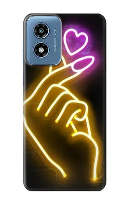 W3512 Mignon Mini coeur Néon graphique Etui Coque Housse et Flip Housse Cuir pour Motorola Moto G Play 4G (2024)