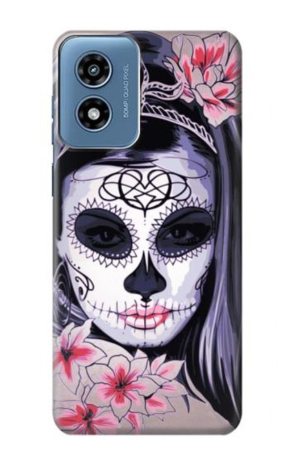 W3821 Sugar Skull Steampunk Fille Gothique Etui Coque Housse et Flip Housse Cuir pour Motorola Moto G Play 4G (2024)