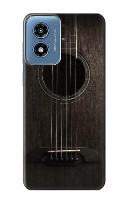 W3834 Guitare noire Old Woods Etui Coque Housse et Flip Housse Cuir pour Motorola Moto G Play 4G (2024)