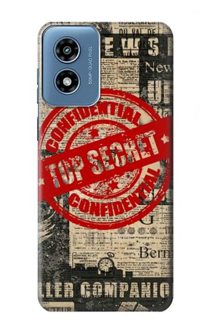 W3937 Texte Top Secret Art Vintage Etui Coque Housse et Flip Housse Cuir pour Motorola Moto G Play 4G (2024)