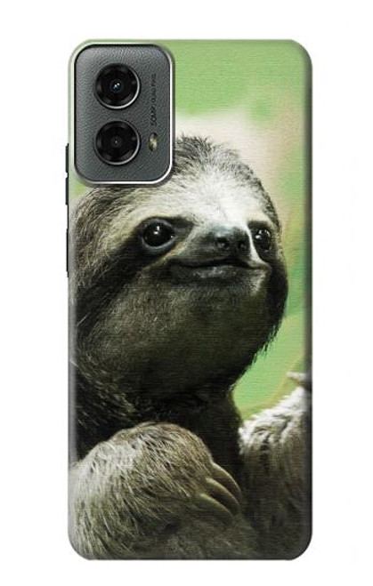 W2708 Sourire Sloth Etui Coque Housse et Flip Housse Cuir pour Motorola Moto G 5G (2024)