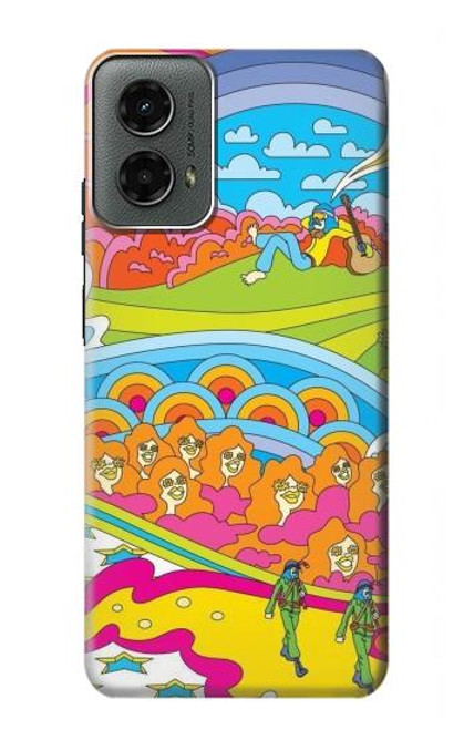 W3407 hippie Art Etui Coque Housse et Flip Housse Cuir pour Motorola Moto G 5G (2024)