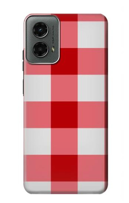 W3535 Rouge vichy Etui Coque Housse et Flip Housse Cuir pour Motorola Moto G 5G (2024)