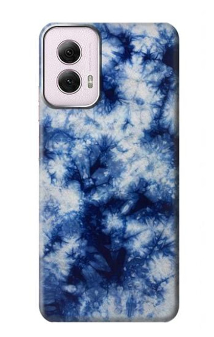 W3439 Tissu Indigo Tie Dye Etui Coque Housse et Flip Housse Cuir pour Motorola Moto G Power 5G (2024)