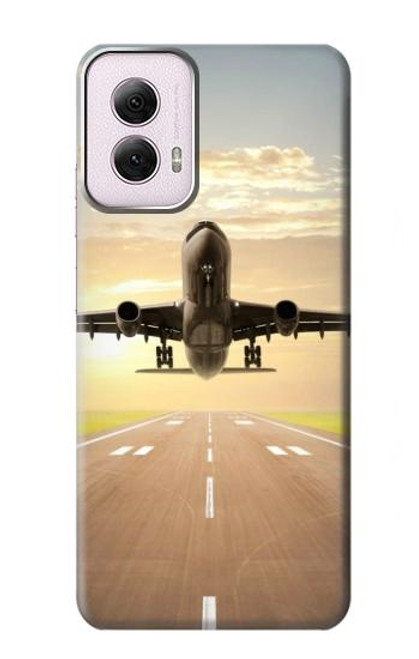 W3837 Avion Décollage Sunrise Etui Coque Housse et Flip Housse Cuir pour Motorola Moto G Power 5G (2024)