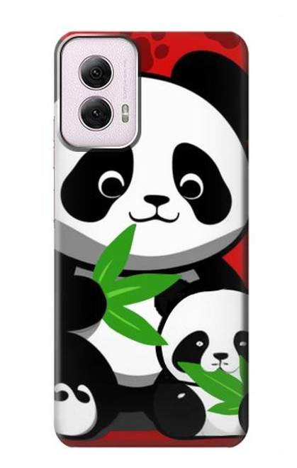 W3929 Panda mignon mangeant du bambou Etui Coque Housse et Flip Housse Cuir pour Motorola Moto G Power 5G (2024)
