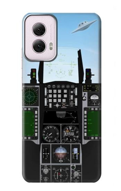 W3933 Avion de chasse OVNI Etui Coque Housse et Flip Housse Cuir pour Motorola Moto G Power 5G (2024)