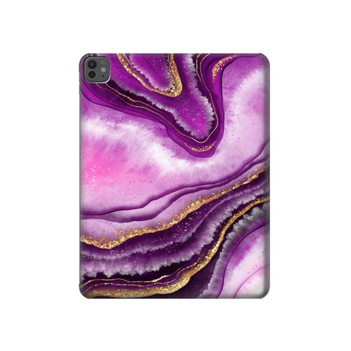 W3896 Stries d'or en marbre violet Tablet Etui Coque Housse pour iPad Pro 13 (2024)