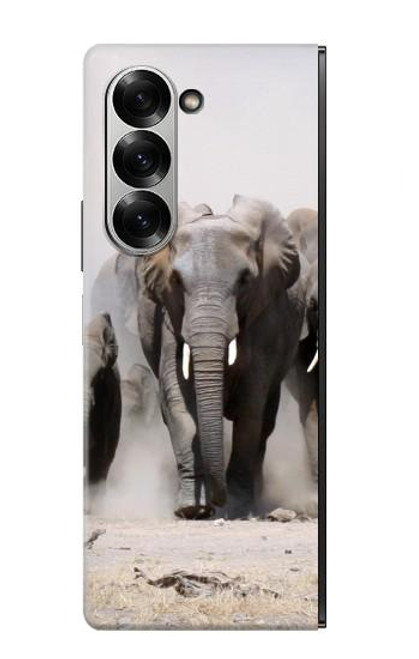 W3142 éléphant d'Afrique Etui Coque Housse et Flip Housse Cuir pour Samsung Galaxy Z Fold 6