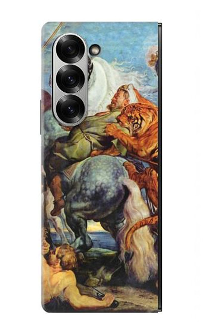 W3331 Peter Paul Rubens Tigre und Lowenjagd Etui Coque Housse et Flip Housse Cuir pour Samsung Galaxy Z Fold 6