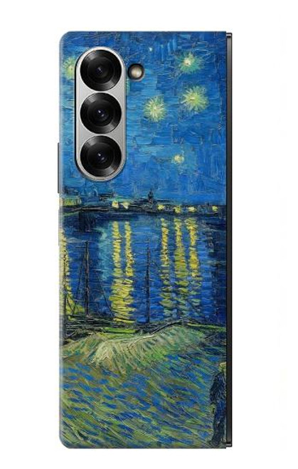 W3336 Van Gogh Nuit étoilée sur le Rhône Etui Coque Housse et Flip Housse Cuir pour Samsung Galaxy Z Fold 6