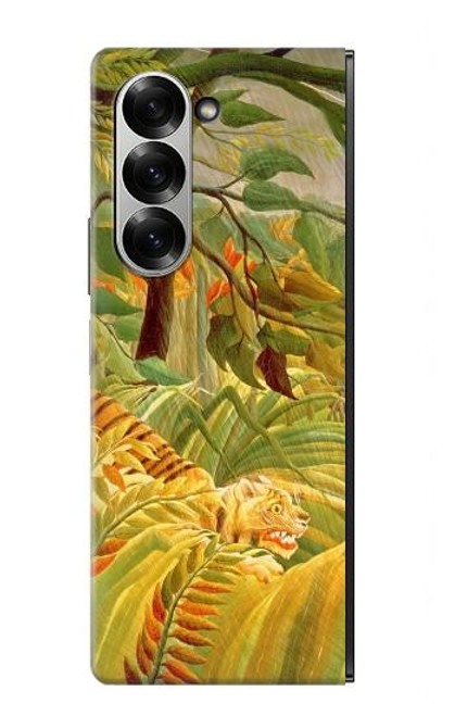 W3344 Henri Rousseau Tigre dans une tempête tropicale Etui Coque Housse et Flip Housse Cuir pour Samsung Galaxy Z Fold 6