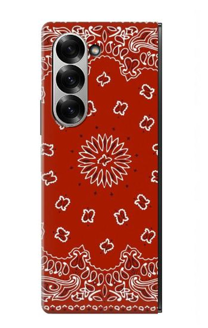 W3355 Motif Bandana Rouge Etui Coque Housse et Flip Housse Cuir pour Samsung Galaxy Z Fold 6