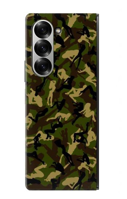 W3356 Camo camouflage de fille Etui Coque Housse et Flip Housse Cuir pour Samsung Galaxy Z Fold 6