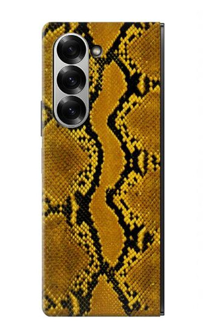 W3365 Python Imprimer Jaune graphique Peau Etui Coque Housse et Flip Housse Cuir pour Samsung Galaxy Z Fold 6