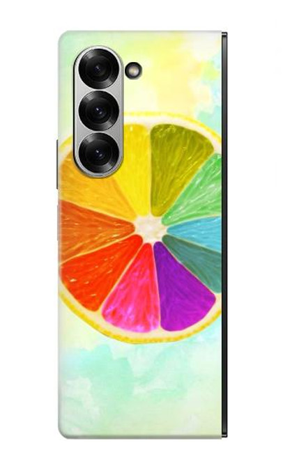 W3493 citron coloré Etui Coque Housse et Flip Housse Cuir pour Samsung Galaxy Z Fold 6