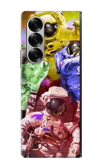 W3914 Galaxie colorée de costume d'astronaute de nébuleuse Etui Coque Housse et Flip Housse Cuir pour Samsung Galaxy Z Fold 6