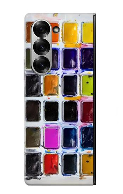 W3956 Graphique de boîte à palette aquarelle Etui Coque Housse et Flip Housse Cuir pour Samsung Galaxy Z Fold 6