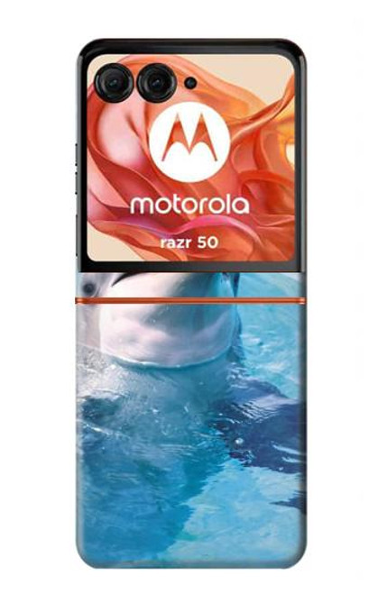 W1291 Les Dauphins en Mer Etui Coque Housse et Flip Housse Cuir pour Motorola Razr 50