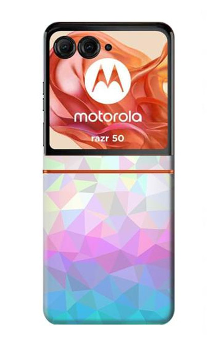 W3747 Polygone de drapeau trans Etui Coque Housse et Flip Housse Cuir pour Motorola Razr 50