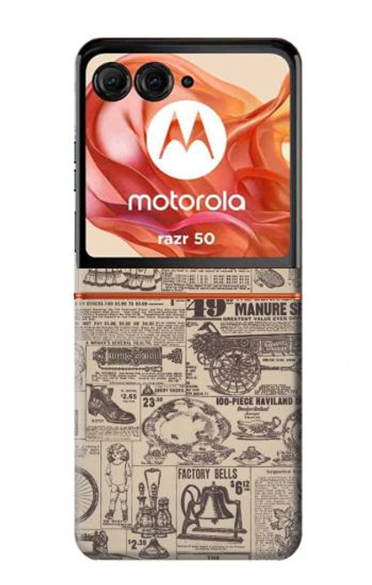 W3819 Papier Vintage rétro Etui Coque Housse et Flip Housse Cuir pour Motorola Razr 50