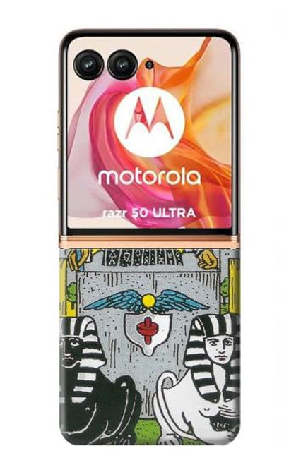 W3739 Carte de tarot le char Etui Coque Housse et Flip Housse Cuir pour Motorola Razr 50 Ultra