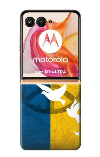 W3857 Colombe de la paix drapeau ukrainien Etui Coque Housse et Flip Housse Cuir pour Motorola Razr 50 Ultra