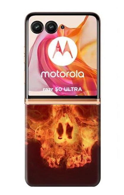 W3881 Crâne de feu Etui Coque Housse et Flip Housse Cuir pour Motorola Razr 50 Ultra