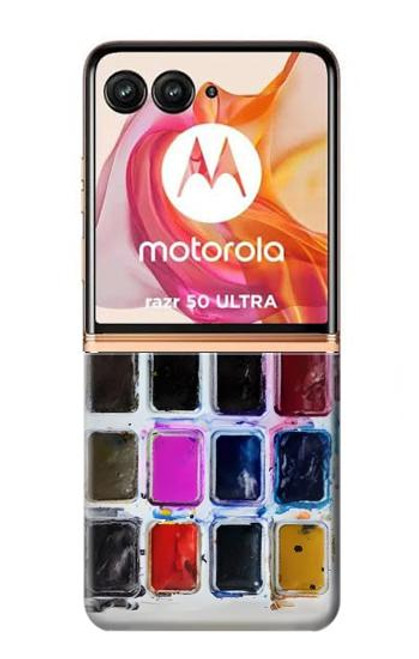 W3956 Graphique de boîte à palette aquarelle Etui Coque Housse et Flip Housse Cuir pour Motorola Razr 50 Ultra