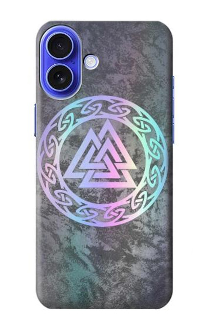 W3833 Valknut Odin Wotans Noeud Hrungnir Coeur Etui Coque Housse et Flip Housse Cuir pour iPhone 16